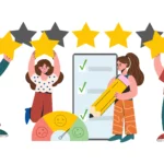 personne donnant des avis client sur fiche Google My Business