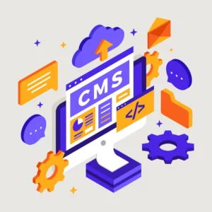 Ecran de PC représentant un site utilisant un CMS comme Wordpress