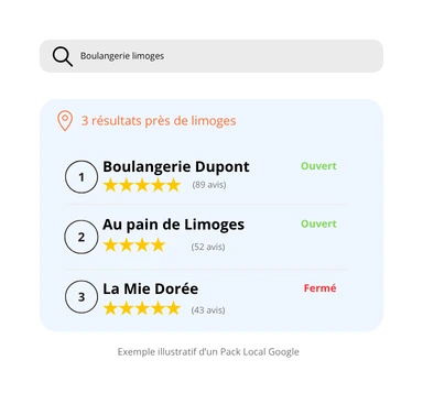 Exemple illustratif d'un Pack Local Google